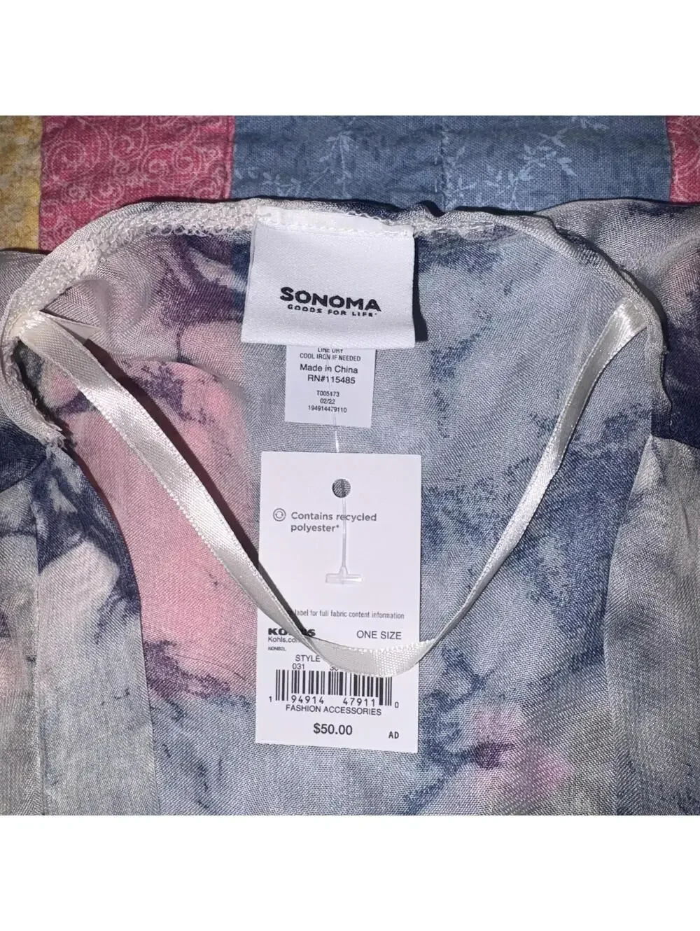 Sonoma New $50 One Size Open Front Sheer Tie-Dye Kimono Cardigan Womans - Picture 6 of 9